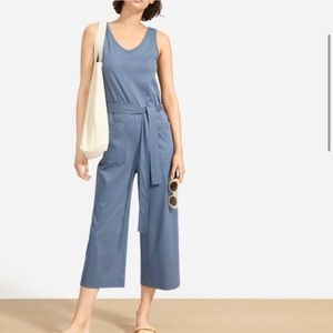 Everlane luxe cotton jumpsuit in dusty blue